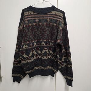 The Men's Store Multicolor Geometric Crewneck Sweater